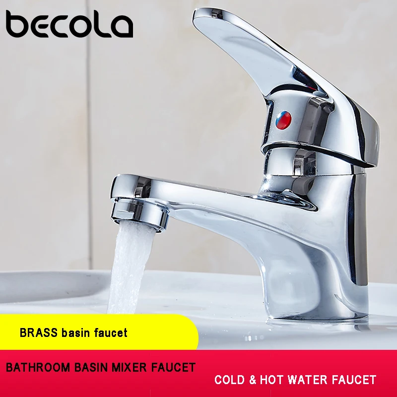 Becola Chrome Basin Faucet Mixer Water Bathroom Faucet Single Handle Sink Tap Deck Mounted Hot and Cold Water Bath Faucet 5101