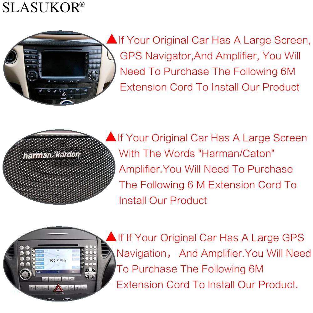 SLASUKOR 6M Extension Cable For Benz Series Optical Fiber Amplifier (Only Fit Kapud Car DVD Navigation GPS)
