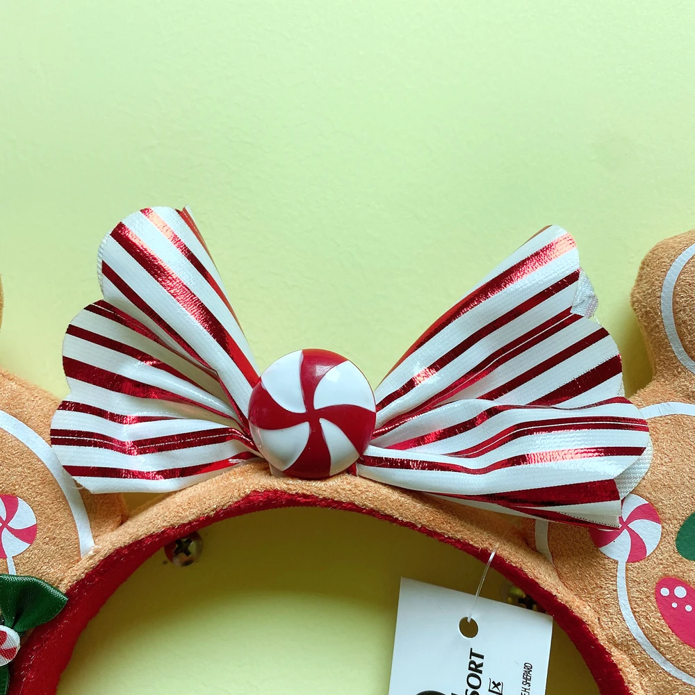 New Disney Minnie Gingerbread Headband 3D Mickey Mouse Ears Christmas Hat Hair Hoop Hairband Party Headwear Girl Toy Gifts