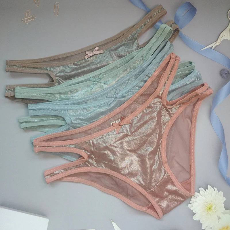 Sexy Lace Transparent Low Waist Women's Briefs Super Bright Mesh Ultra Thin Light  Luxurious Beautiful Bowknot Women's Underwear