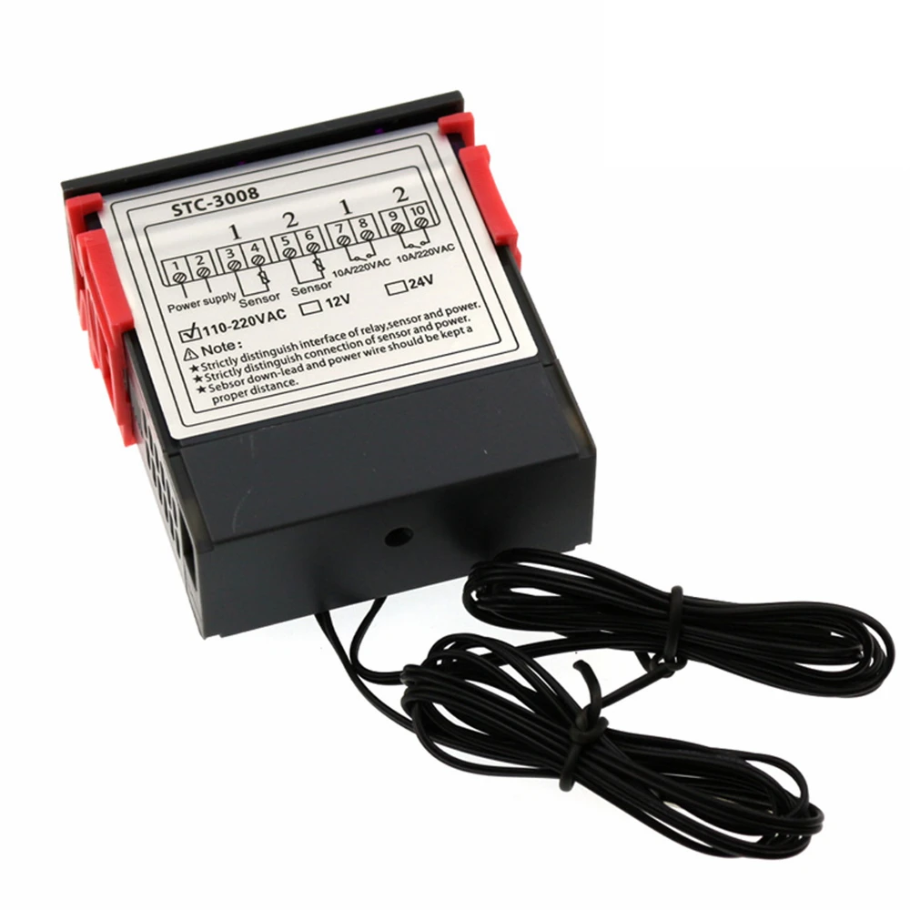 STC-3008 KT99 Dual Digital Temperature Controller Two Relay Output 12V 24V 220V Thermoregulator Thermostat With Heater Cooler