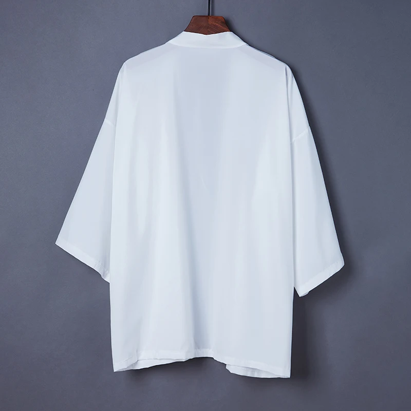 Cardigã de quimono japonês para mulheres e homens, casaco liso, haori, vestuário exterior branco fino e solto, moda verão 2020