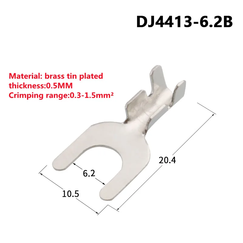 100pcs Fork-shaped Bare cold-pressed Crimp terminal Y-shaped Lug 3.2mm 4.2mm 5.2mm 6.2mm 8.2mm Car Cable Wire Connector