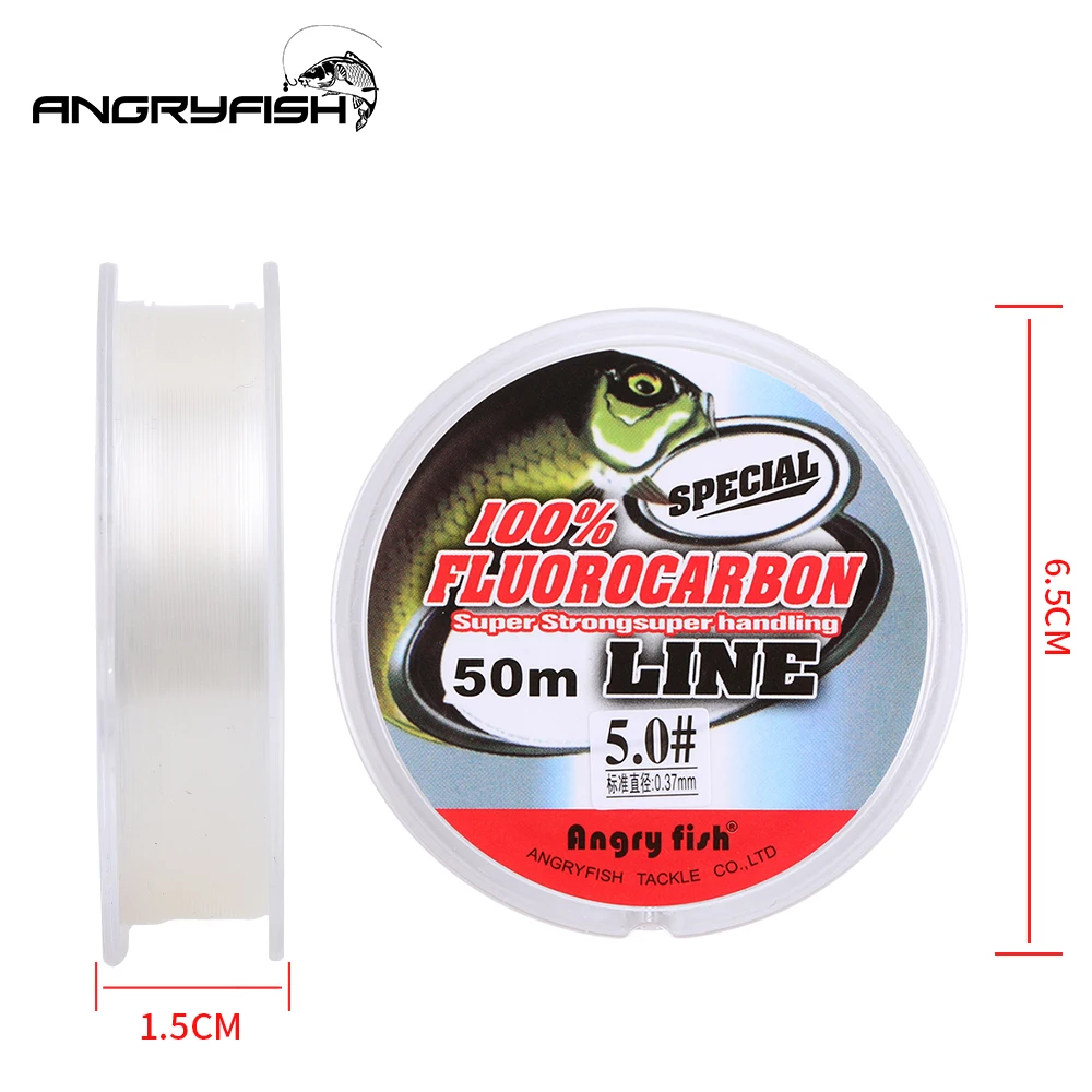 Angryfish 50M Fluorocarbon Fishing Line Pink Carbon Fiber Leader Line