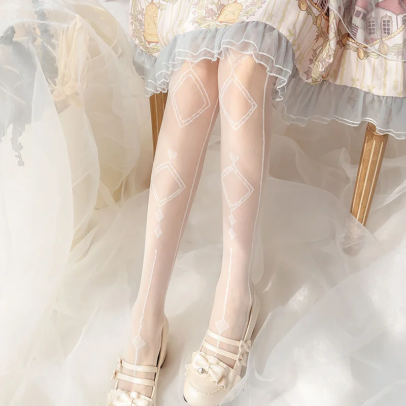 Origional Heart Wind Chime Lolita Stockings Thin Lolita Knee Socks HOLD-UPS Thigh High Socks