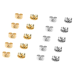 100pcs/lot 316L Stainless Steel Ear Nut Gold Color 6x4.5mm Hypo-allergenic Earring Backs Stopper for DIY Earring Jewelry Finding