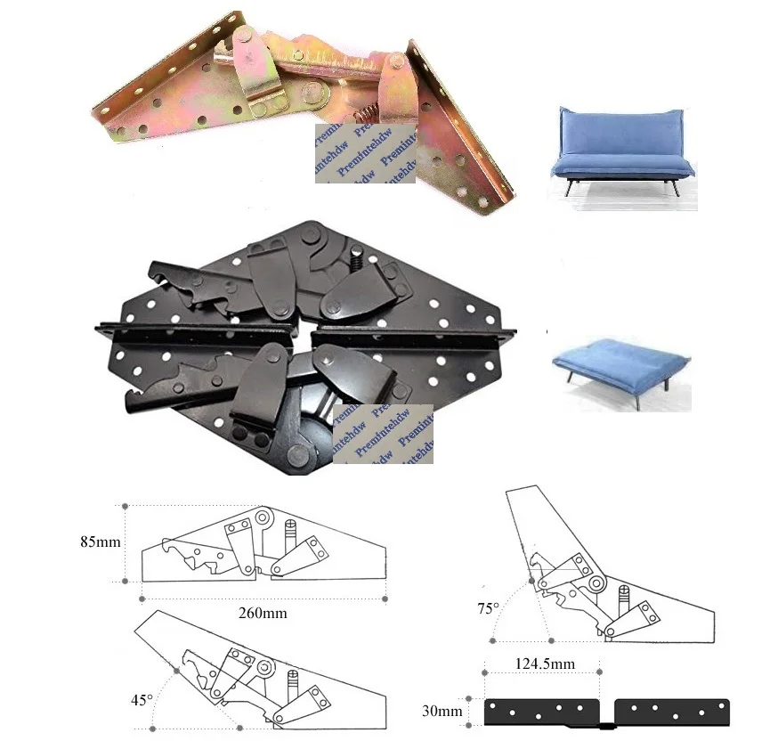 

1Pair(2Pcs)/Lot Sofa Couch Bed Bedding DIY Home Furniture Adjustable 3 position Angle Mechanism Hinge Ratchet