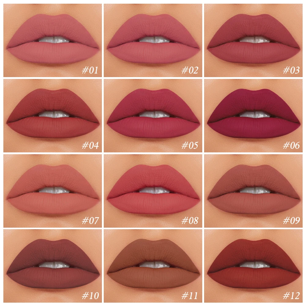 O.TWO.O 12 Colors Liquid Lip Gloss Tint Velvet Matte Lipstick Waterproof Long Lasting Nonstick Cup Makeup Cosmetics For Women