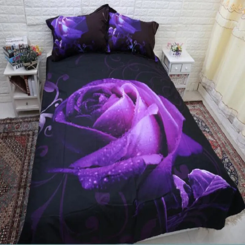 

high definition 3d flower duvet cover set king queen full twin size bed linen set