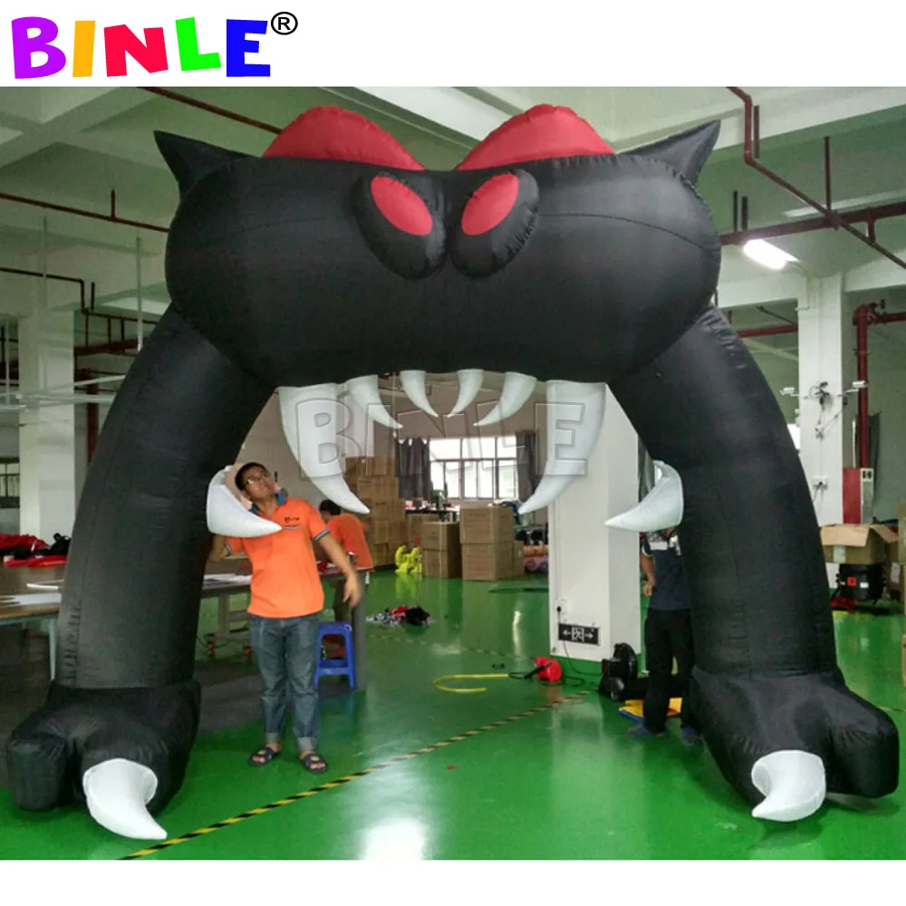 

Festival Giant 6mwx5mh Inflatables Cat Mouth Shape Halloween Arch Entrance Archway For Decoration