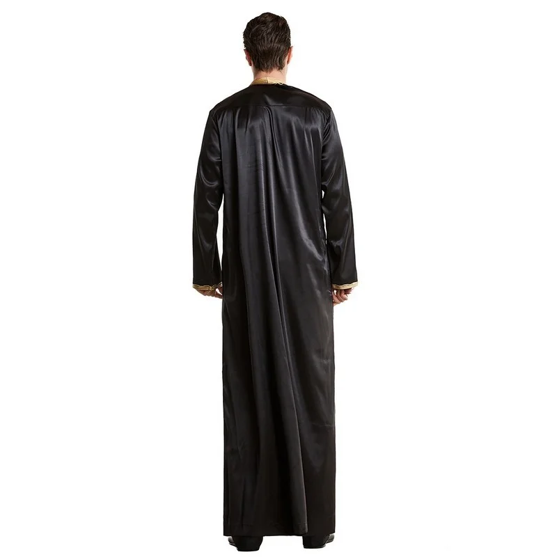 Men dishdasha muçulmano vestido de manga longa daffah thobe jubba árabe saudita thub kaftan islam vestuário roupões abaya dubai oriente médio