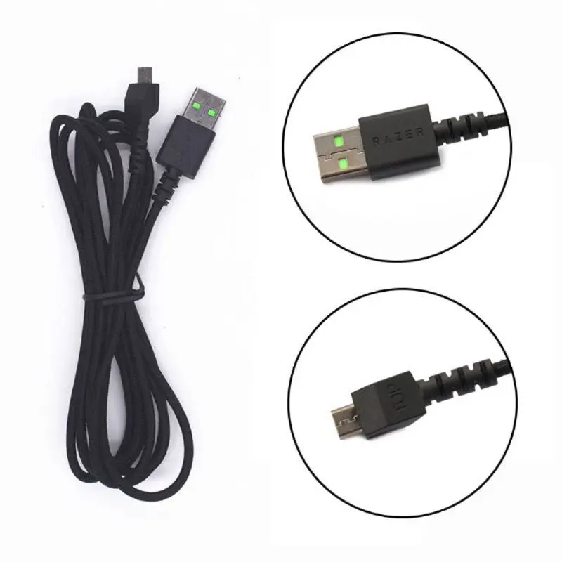 Durable Nylon Braided USB Mouse Cable Line for Razer Wireless Mouse