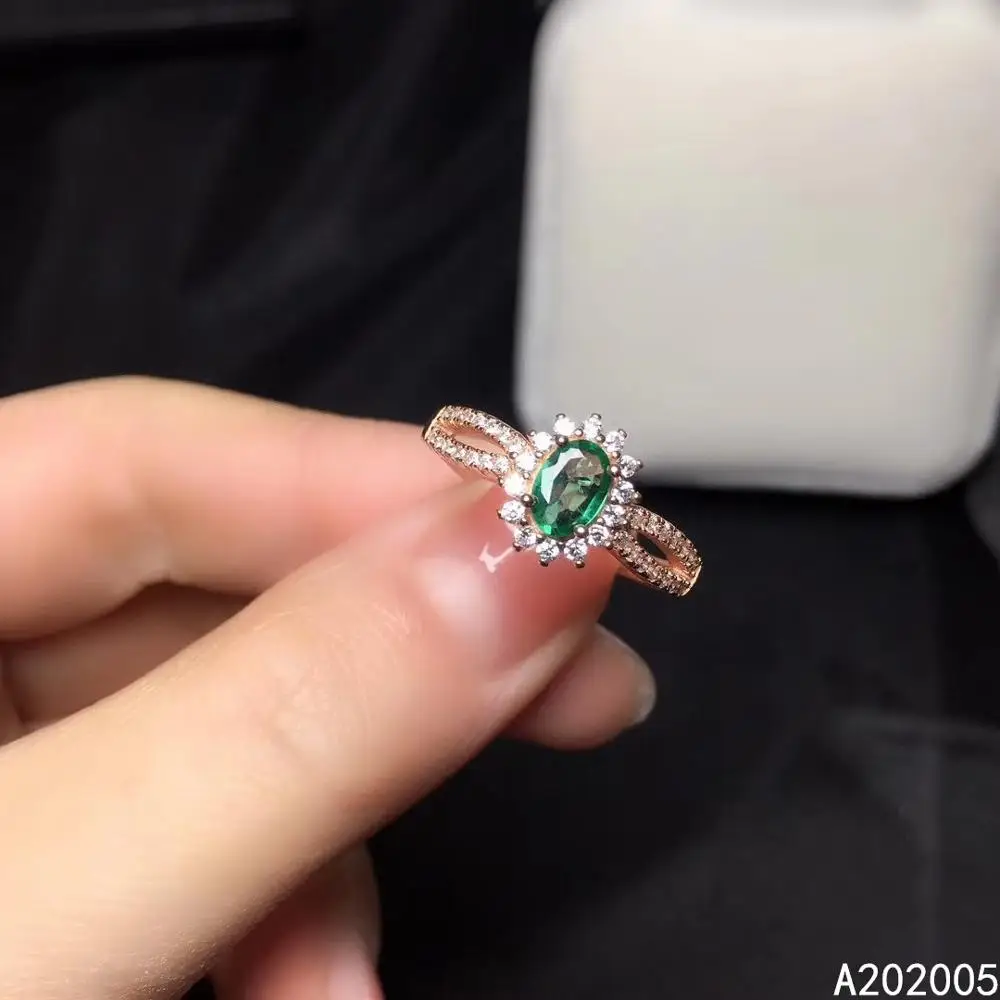 

KJJEAXCMY fine jewelry 925 sterling silver inlaid natural gemstone Emerald Female Miss Girl Woman new ring elegant Support test