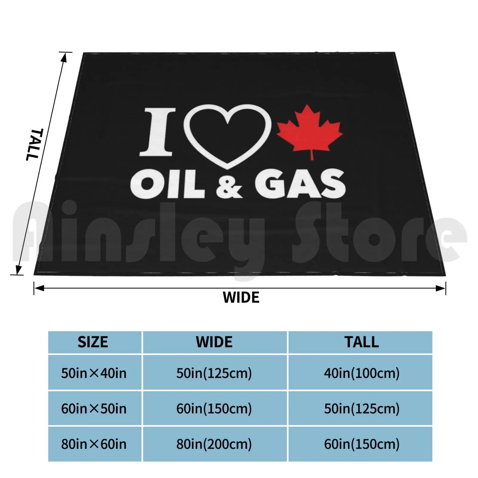 Blanket I Love Canadian Oil And Gas Red Heart And Maple Leaf Alberta Pipelines Black Background