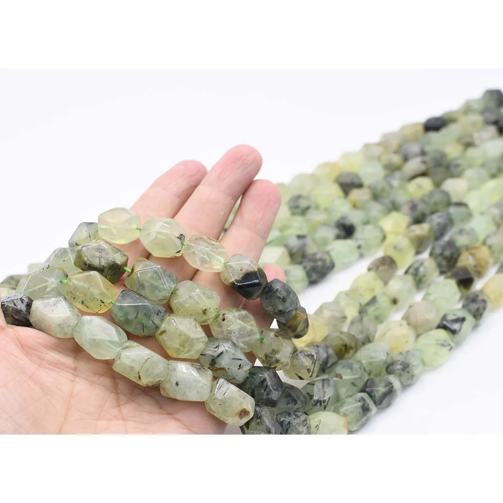 12x16mm AA Natural Faceted Prehnite irregular Oval Stone Beads For DIY necklace bracelet jewelry making 15 