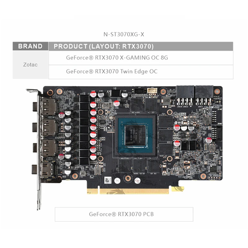 Bykski GPU Blocco di raffreddamento ad acqua personalizzato per ZOTAC GeForce RTX3070 X-GAMING, dispositivo di raffreddamento a liquido per scheda grafica, N-ST3070XG-X