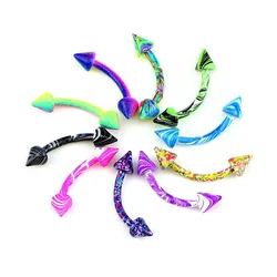 10Pcs/Lot Mixd Color 8mm Stainless Steel Cone Eyebrow Studs Lip Eyebrow Piercings Industrial Barbell Body Piercing Jewelry