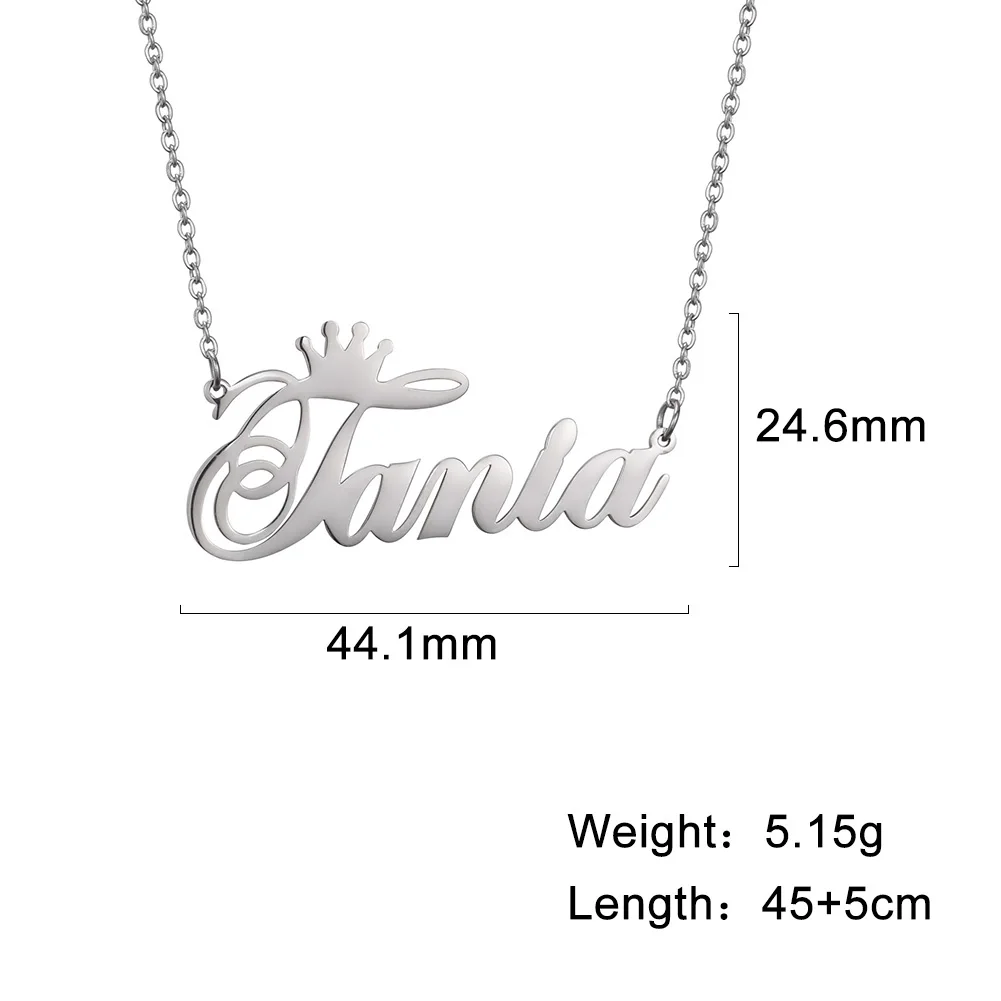 Sipuris Personalisierte Namenskette mit Krone aus Edelstahl für Damen und Herren, Maßgefertigter Schmuck, Geschenk für Freundin – Detail 13