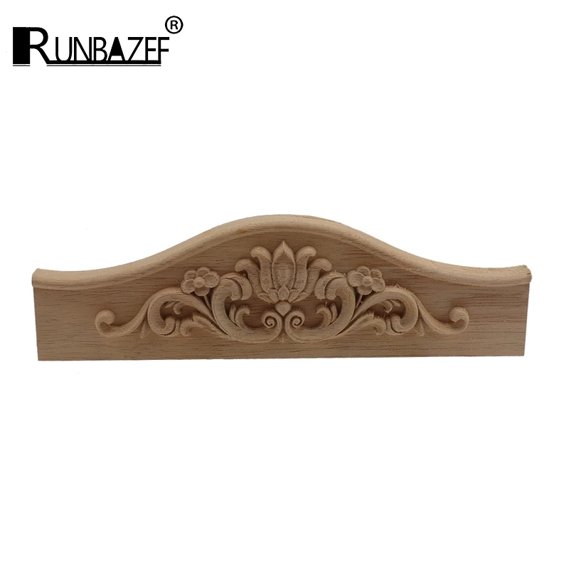 Wood Carving Carved Decal Corner Long Onlay Applique Unpainted Door Furniture Woodcarving Decorative Figurines Craft Home Decor