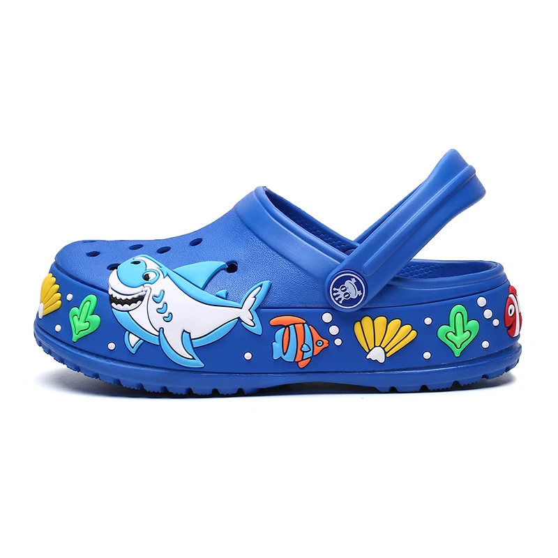 2021 New Children Sandals Summer Hole Shoes Rubber Kids Shark Garden Shoes For Boy Girl Beach Flat Slippers