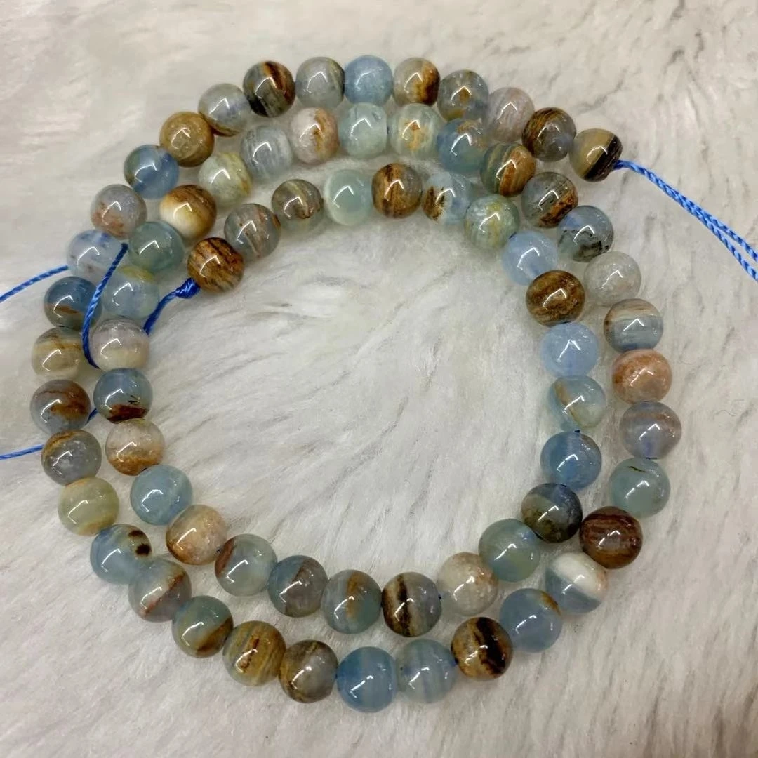 Blue Argentina Calcite Stone Natural Gemstone DIY Loose Beads For Jewelry Making Strand 15 \