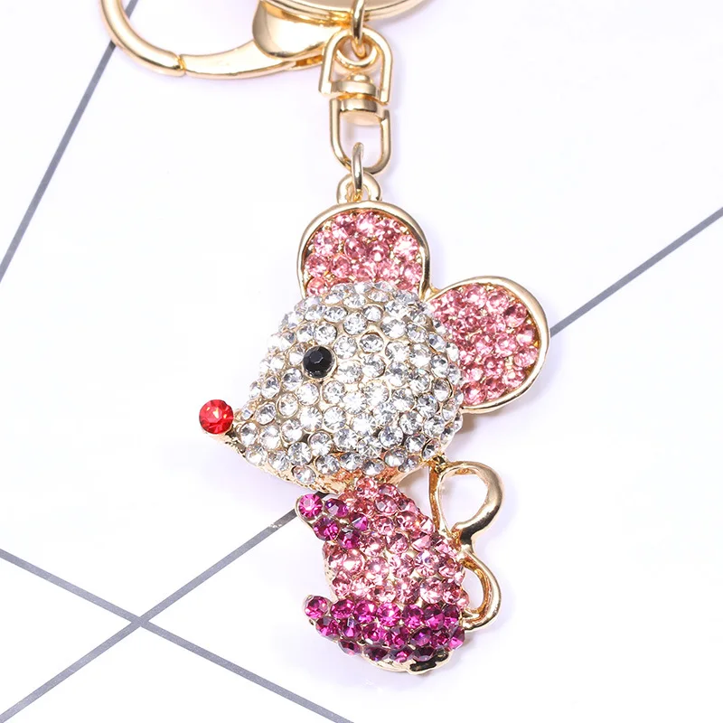 Boosbiy New Arrival Crystal Mouse Keychain Cute Cartoon Key Chain Gifts for Women Llaveros Mujer Car Bag Accessories Key Ring