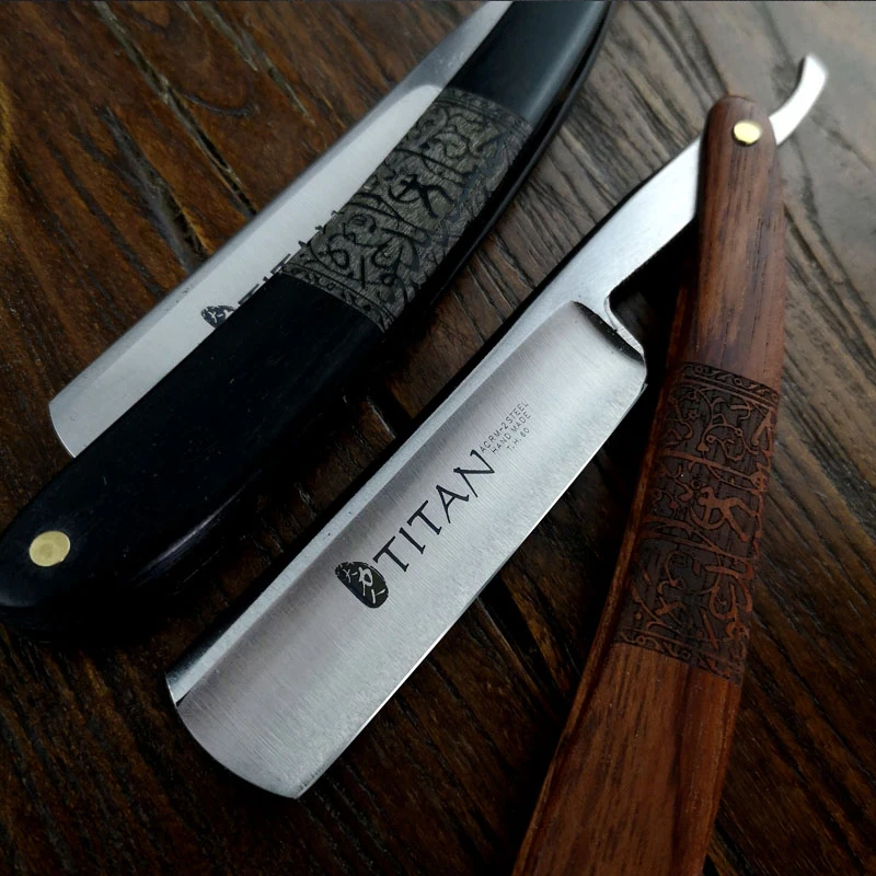 Titan Wood Handle Men Shaving Tools Hair Razor Stainless Steel Straight Razor