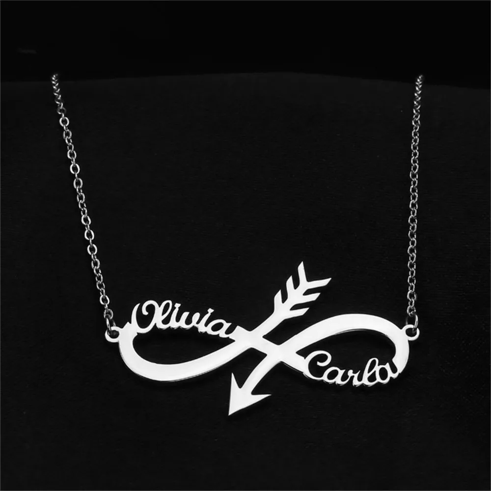 Custom Vintage Arrow Necklace Stainless Steel Kpop Jewelry Collar Personalized Name Necklaces For Women Heartbeat Choker