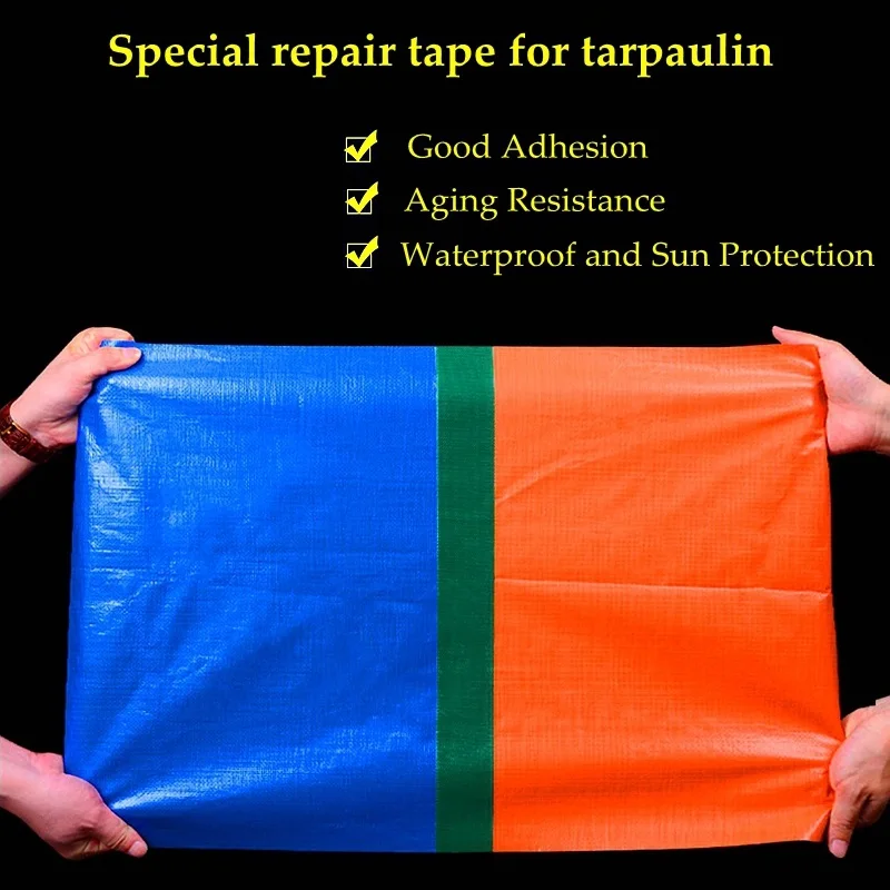 Long 5~8m/Roll PE/PVC Tarpaulin Repair Tape Rainproof Cloth Adhesive Tape Outdoor Awning Waterproof Tape Gummed Tape Film Parts