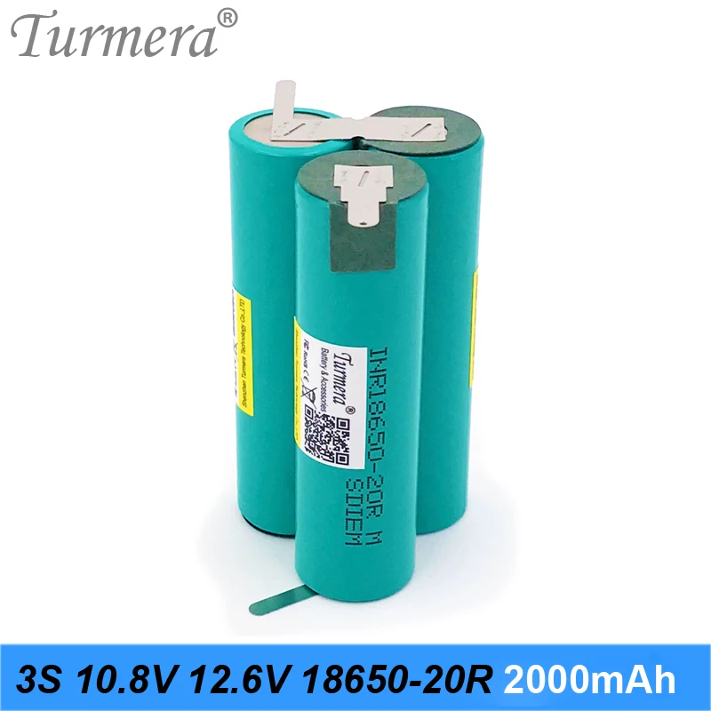 Turmera 3S 12.6V 4S 16.8V 5S 18V 21V 6S 25V 18650 bateria litowa 20RM 2000mAh 4000mAh 20A lutowanie na śrubokręt użycie baterii