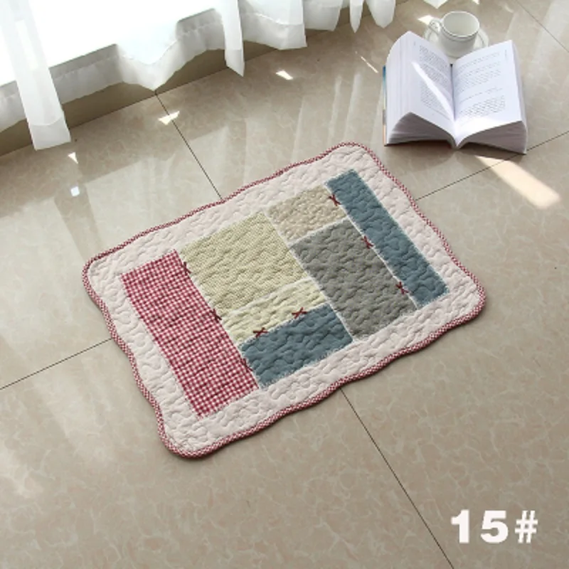 40*60cm Washable Cotton Carpet Quilted Welcome Doormat Flower Bedroom Floor Mats Anti-slip Hallway Kitchen Floral Mat Drop ship