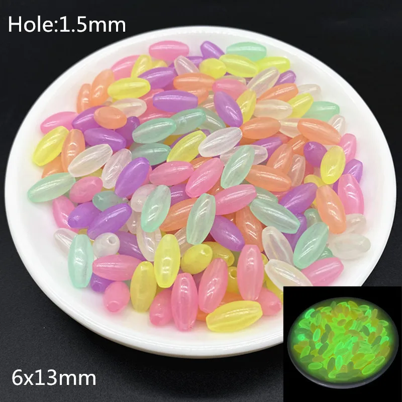 50pcs/Lot Mixing Color Luminous Beads Acrylic Spaced  For Jewelry Making DIY Charm Bracelet Necklace Accessories