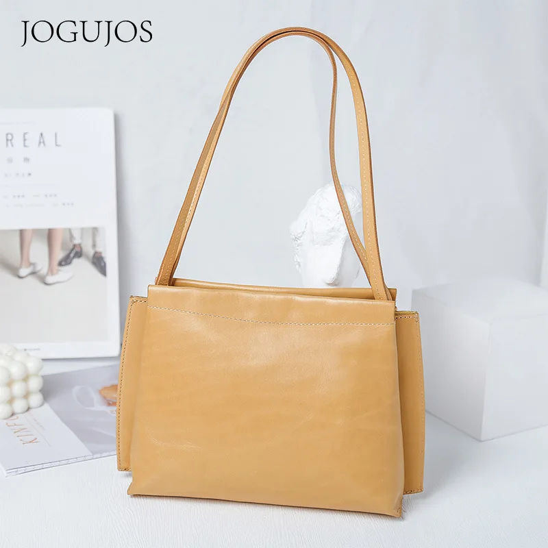 Fashion Leisure Retro Solid Color New Leather Fashion Contracted Large Capacity Commute Shoulder Baghandmade Women Bag