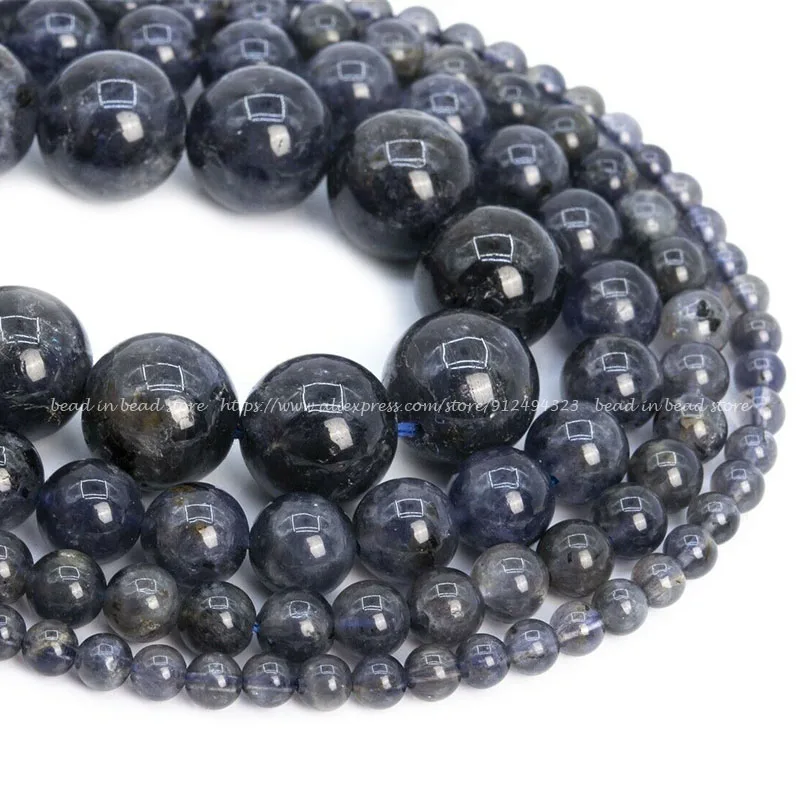 Natural Purple Blue Cordierite Iolite Stone Beads Grade AAA Round Loose Beads For Jewelry Making Crafts DIY