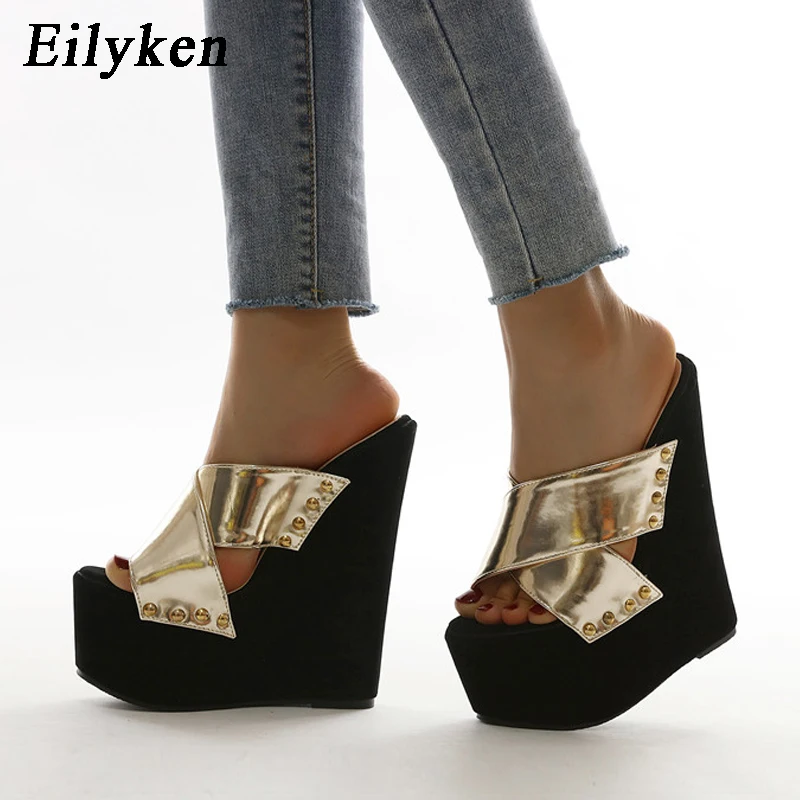 Eilyken Summer Roman Peep Toe Women Platform Wedges Slippers Sandals Fashion High Heels Female Shoes