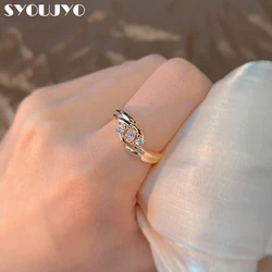 SYOUJYO Fashion Lady Luxury Crystal Rings 585 Rose Gold Color Jewelry For Women Natural Zircon Fancy Bride Wedding Rings