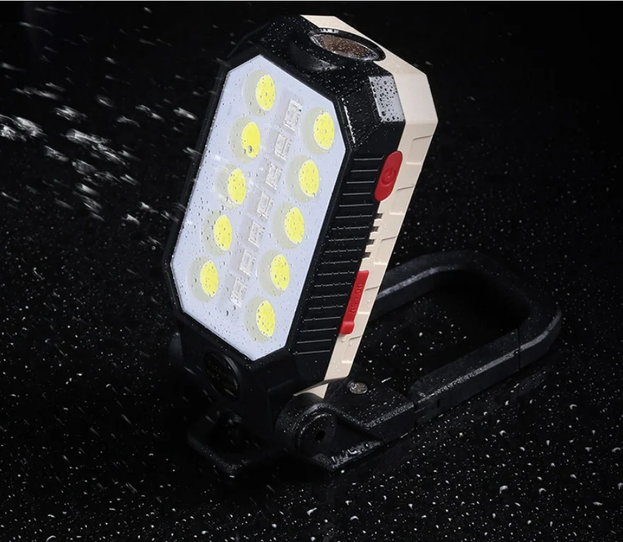 Led Self Defense USB Rechargeable COB Work Light Portable LED Flashlight Adjustable Waterproof Camping Lantern Magnet Design