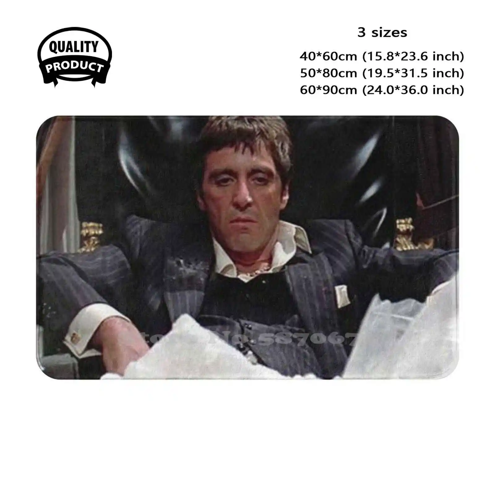 Tony Montana Scarface Movie Al Pacino Coke Mountain White Bored Boring Sit Soft Cushion Home Carpet Door Mat Car Rug Tony