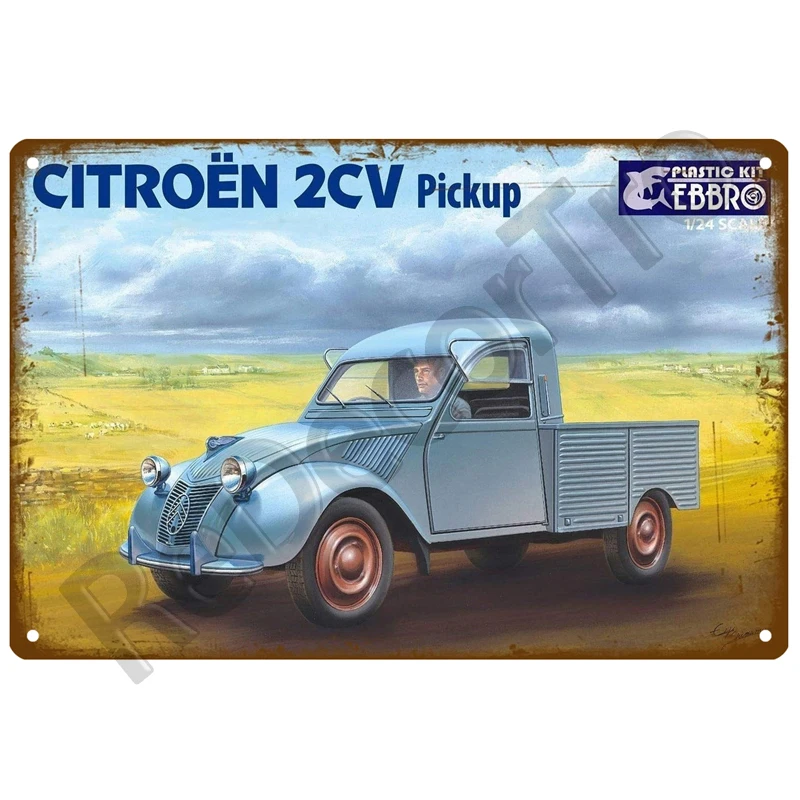 2CV Citroen Retro Decorativo Casa Targa in metallo Poster sul muro Targa in metallo Vintage Poster Decor Wall Art Decorazione della stanza