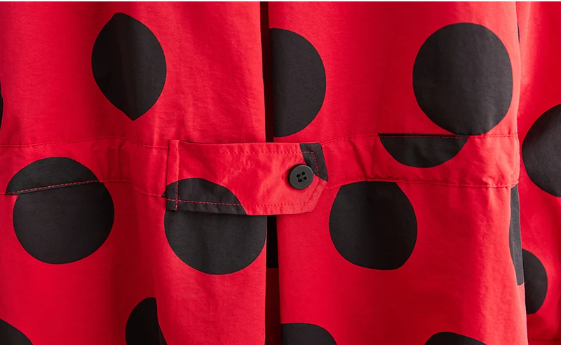 2026 Autumn Winter Oversized Polka Dot Long Trench Coat For Women Clothes Stand Collar Drawstring Fashion Casual Loose Outerwear