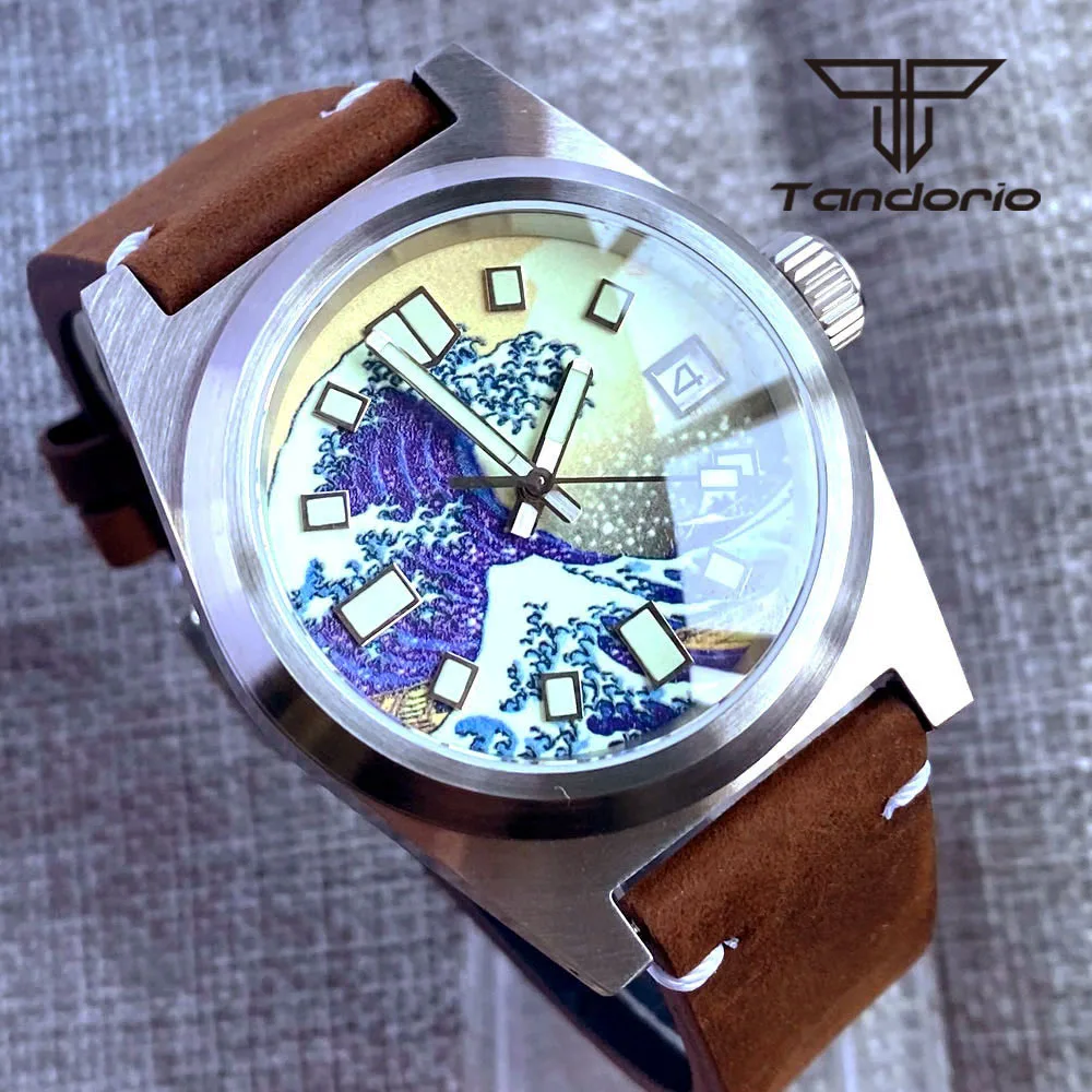 

Tandorio 38mm 24 Jewels NH35A Automatic Men Watch Luminous Kagawana Dial Sapphire Glass 20Bar Brushed Case Leather/Rubber Strap