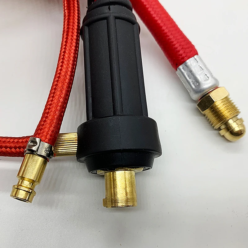 Wp26 conecte rapidamente o gás da tocha de soldadura de tig-cabo de mangueira vermelho integrado elétrico fios 4m/157.48in 35-50 euro conector