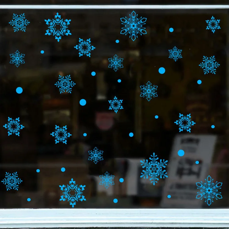 Weiße/Rote/Blaue Weihnachts-Schneeflocken-Elektrostatische Aufkleber für Glasfensterdekoration, Neujahrs-Wandaufkleber, Heimdekorationsaufkleber, Tapete – Detail 10
