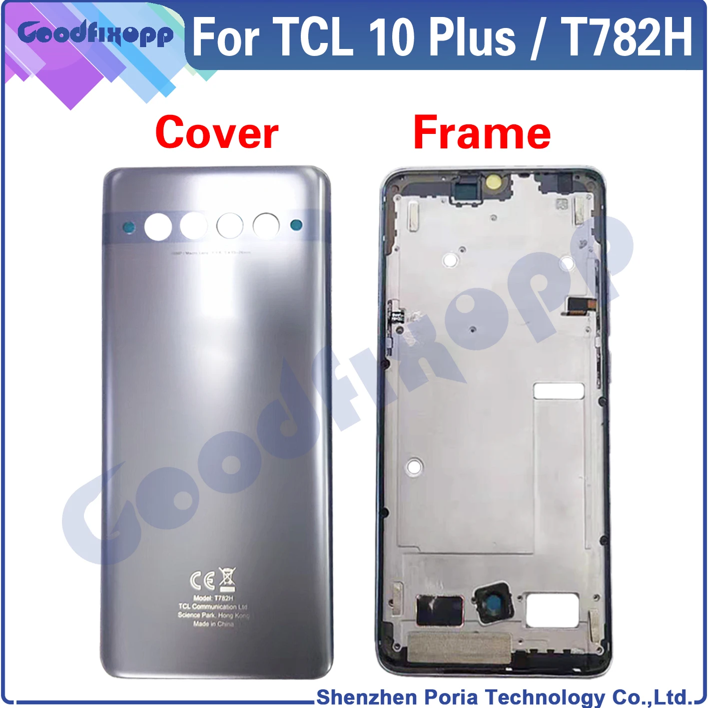 

Задняя крышка батарейного отсека для TCL 10 Plus T782, задняя крышка средняя рамка, задняя крышка для TCL 10 Plus T782H, ЖК-рамка