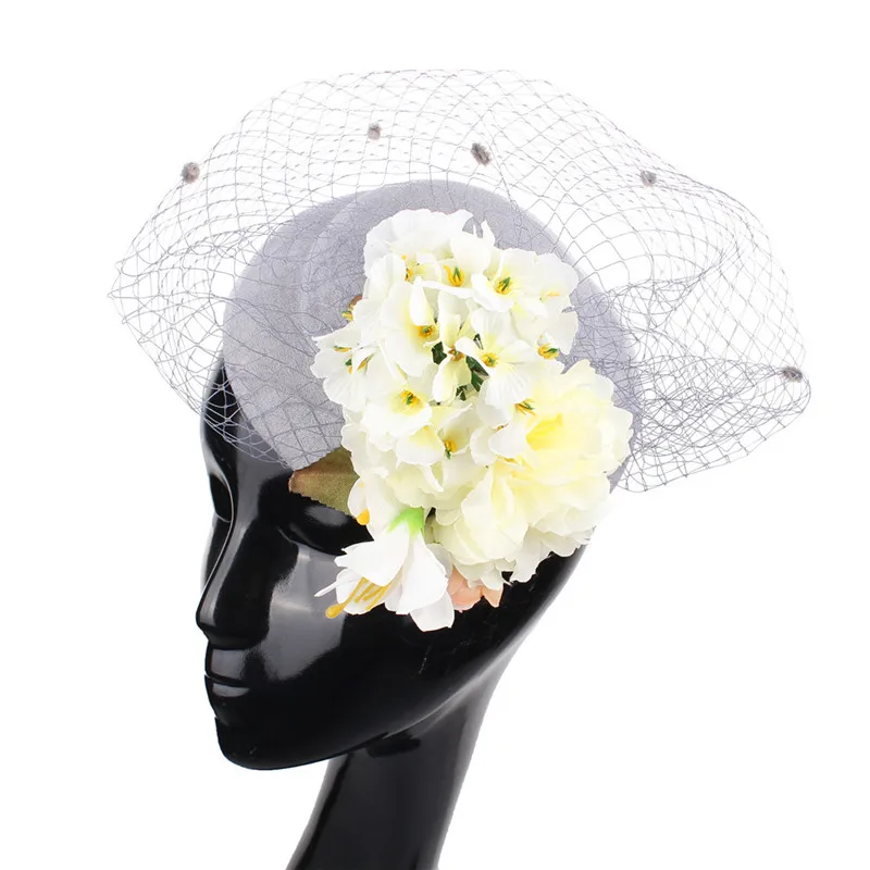 

Elegant Bride Wedding Mesh Hat Fascinator Hair Clip Women Party Dinner Headwear Ladies Formal Occasion Flower Headpiece