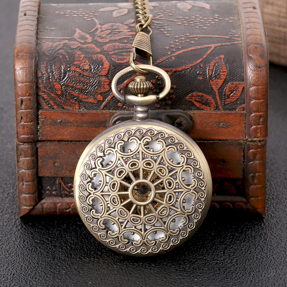 8939Copper spider web machinery retro creative large pocket watch