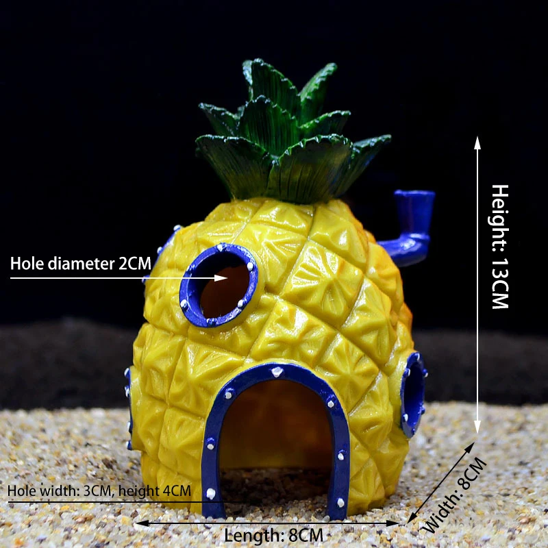 Pineapple Aquarium Decorate Ornaments for Home Accessories Fish Hideout House Reptile Hole Shelter Cave Resin Crafts