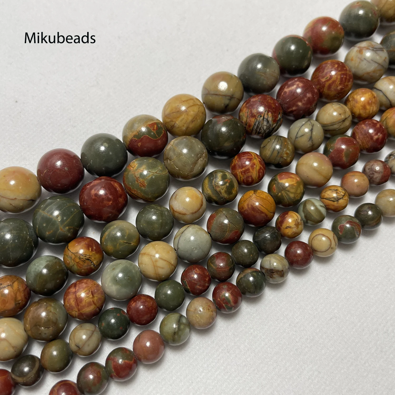 Wholesale Natural Picasso Stone Smooth Round Loose Bead 15