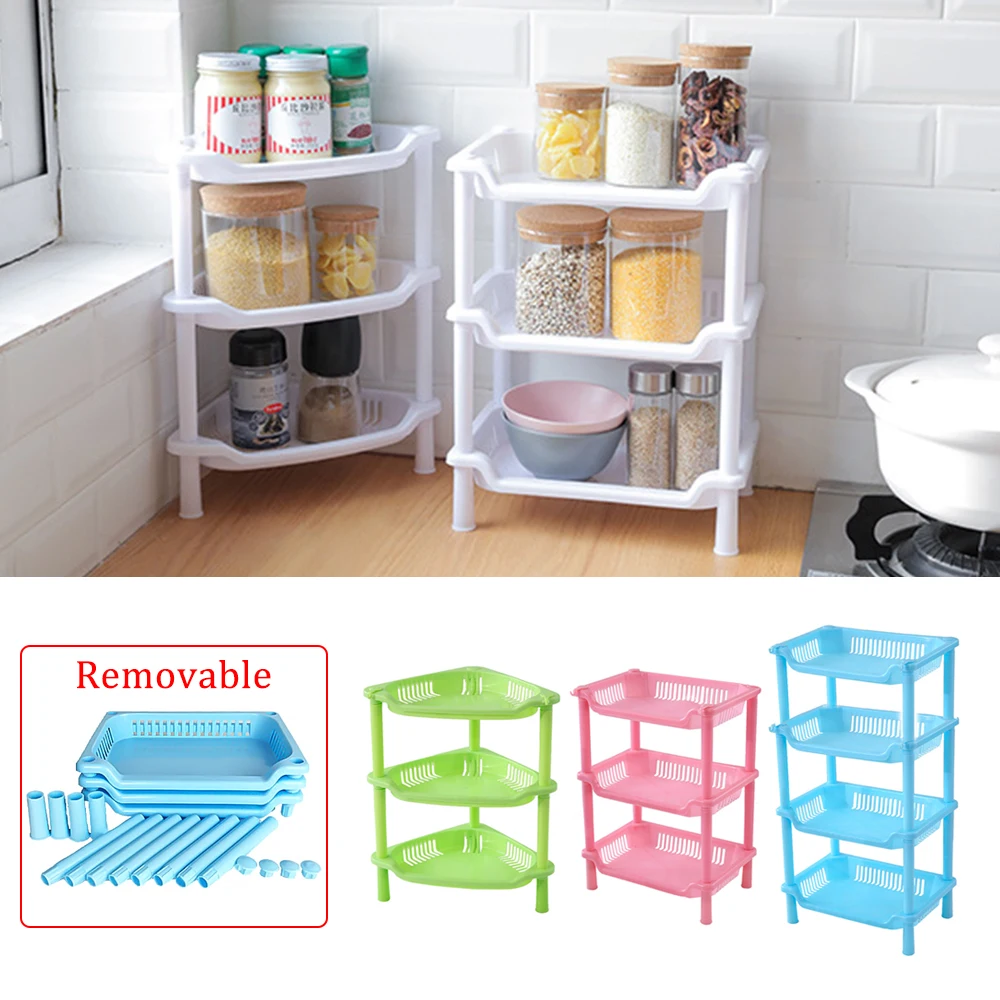 

3 Layers Kitchen Organizer Storage Rack High Quality Plastic Assembled Sundries Storage Holder Bathroom Shelf Home Organization