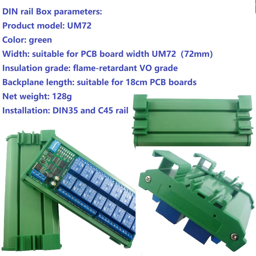 DC 12V DIN35 C45 Rail Box 16 Channel RS485 Relay Module Modbus RTU UART Control Switch Board for PLC PTZ Camera Motor LED